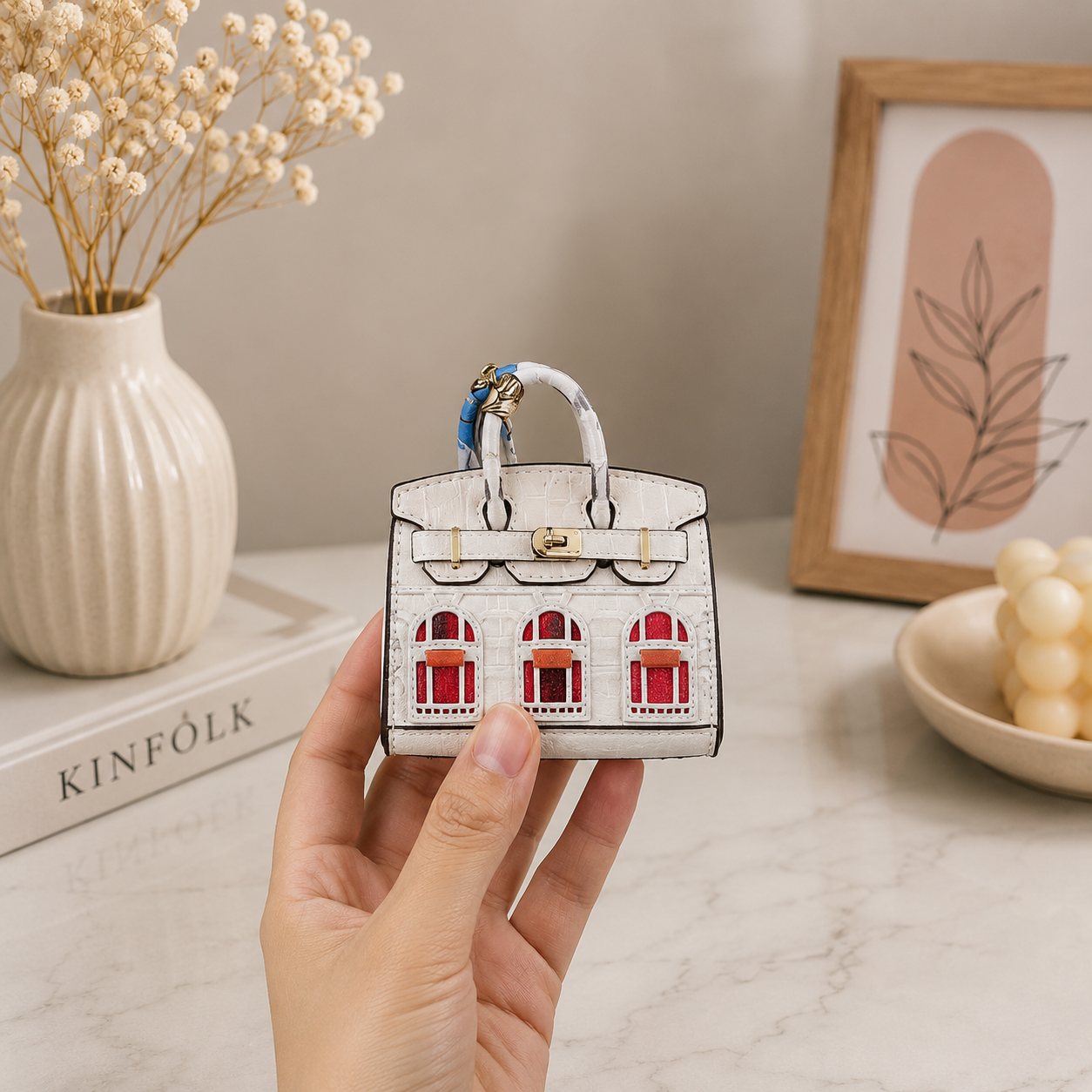 Mini Ciondolo Borsa Decorativo con Finitura Platino | Montechiaro