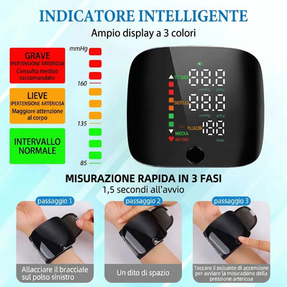 Misuratore di Pressione da Polso Portatile con Avvisi Vocali e Memoria | Elarosa