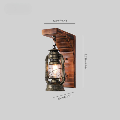 Rustica Lanterna Parete Legno Metallo Luce E27 Decorativa | Brinella