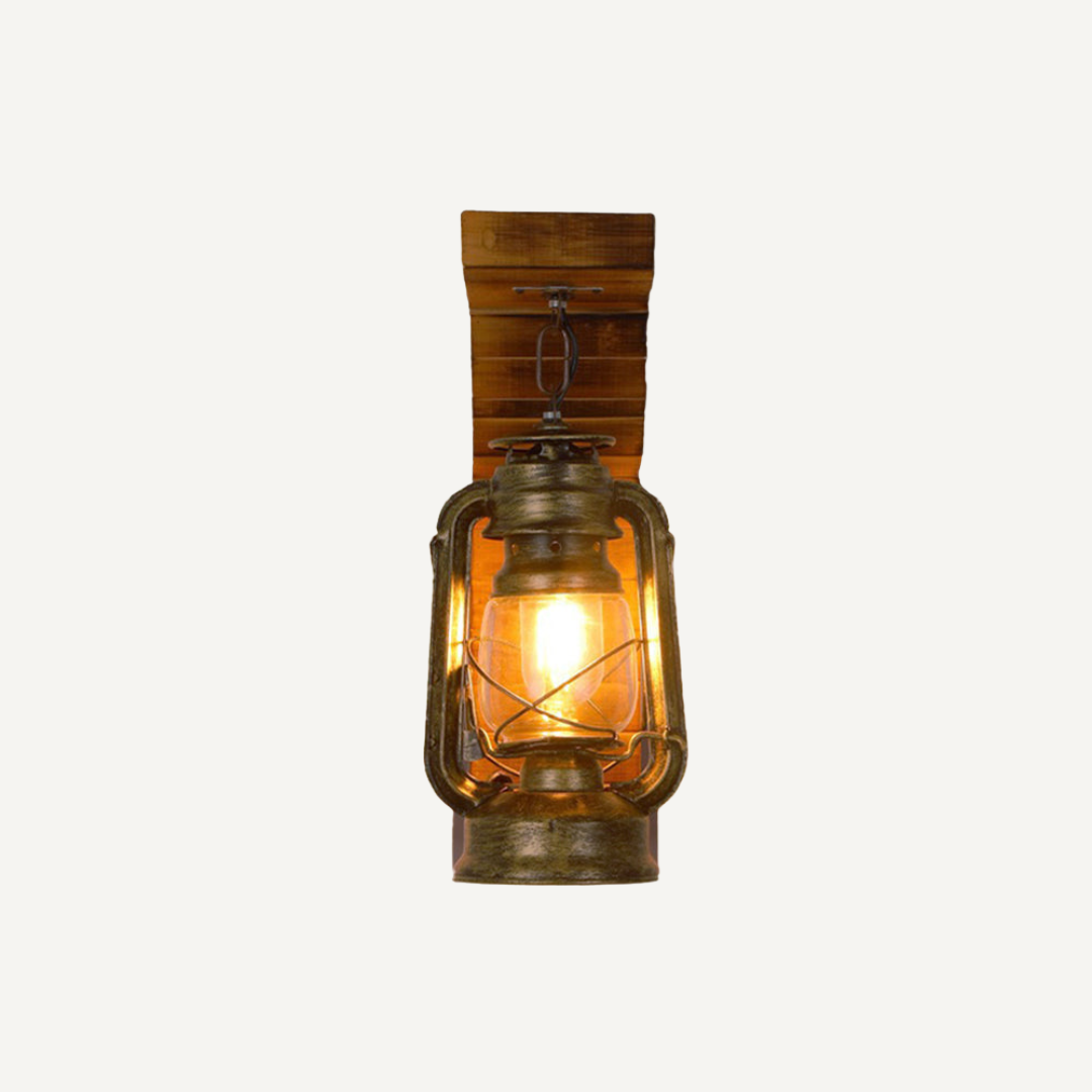 Rustica Lanterna Parete Legno Metallo Luce E27 Decorativa | Brinella