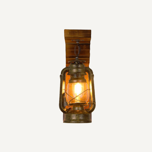 Rustica Lanterna Parete Legno Metallo Luce E27 Decorativa | Brinella