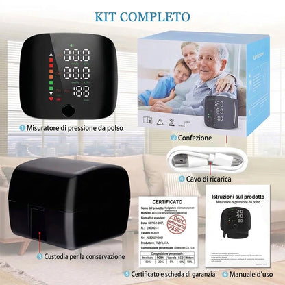 Misuratore di Pressione da Polso Portatile con Avvisi Vocali e Memoria | Elarosa