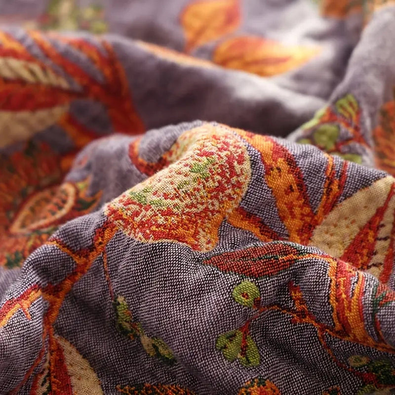 Coperta Floreale Boho in Cotone Jacquard | Fioressenza