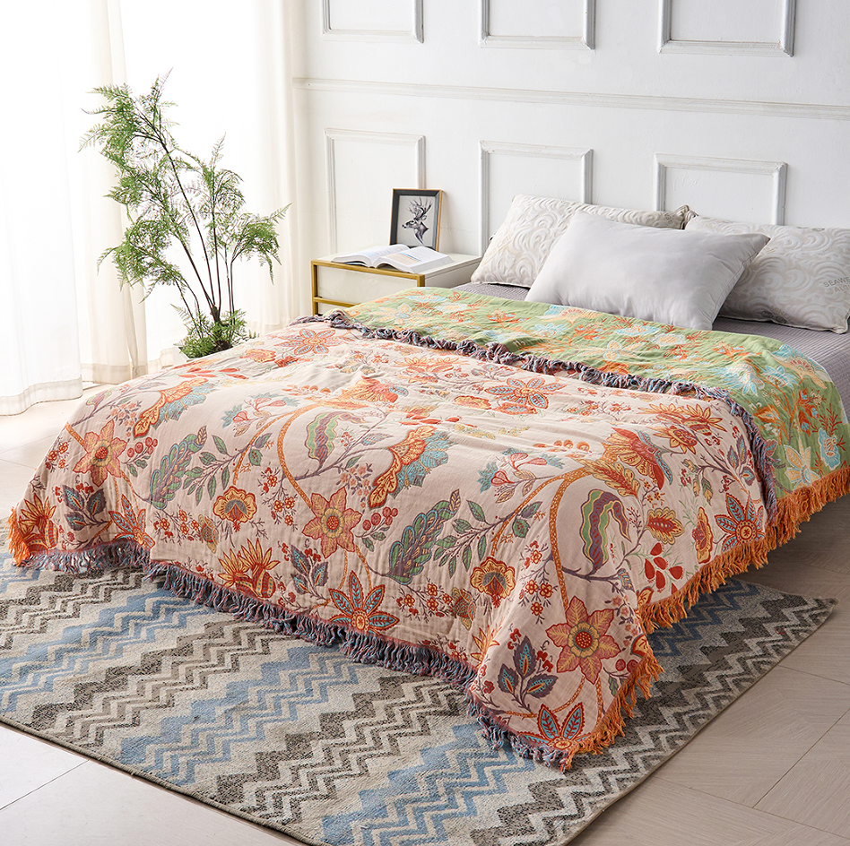 Coperta Floreale con Frange per Divano | Fiorlena