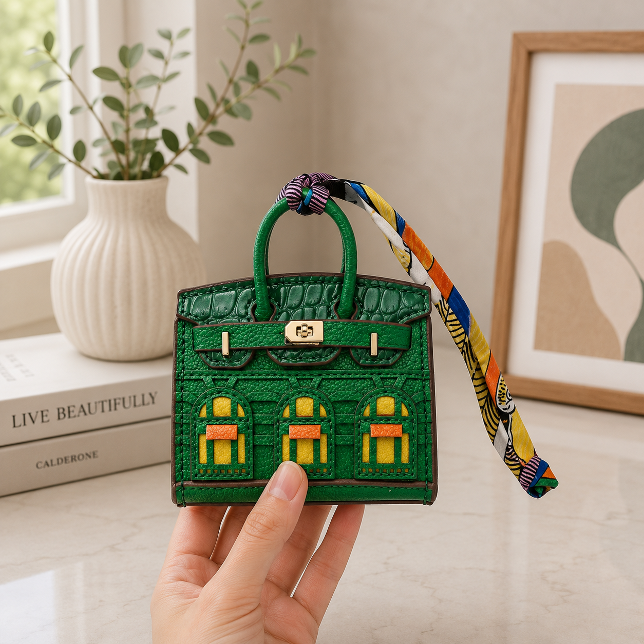 Mini Ciondolo Borsa Decorativo con Finitura Platino | Montechiaro