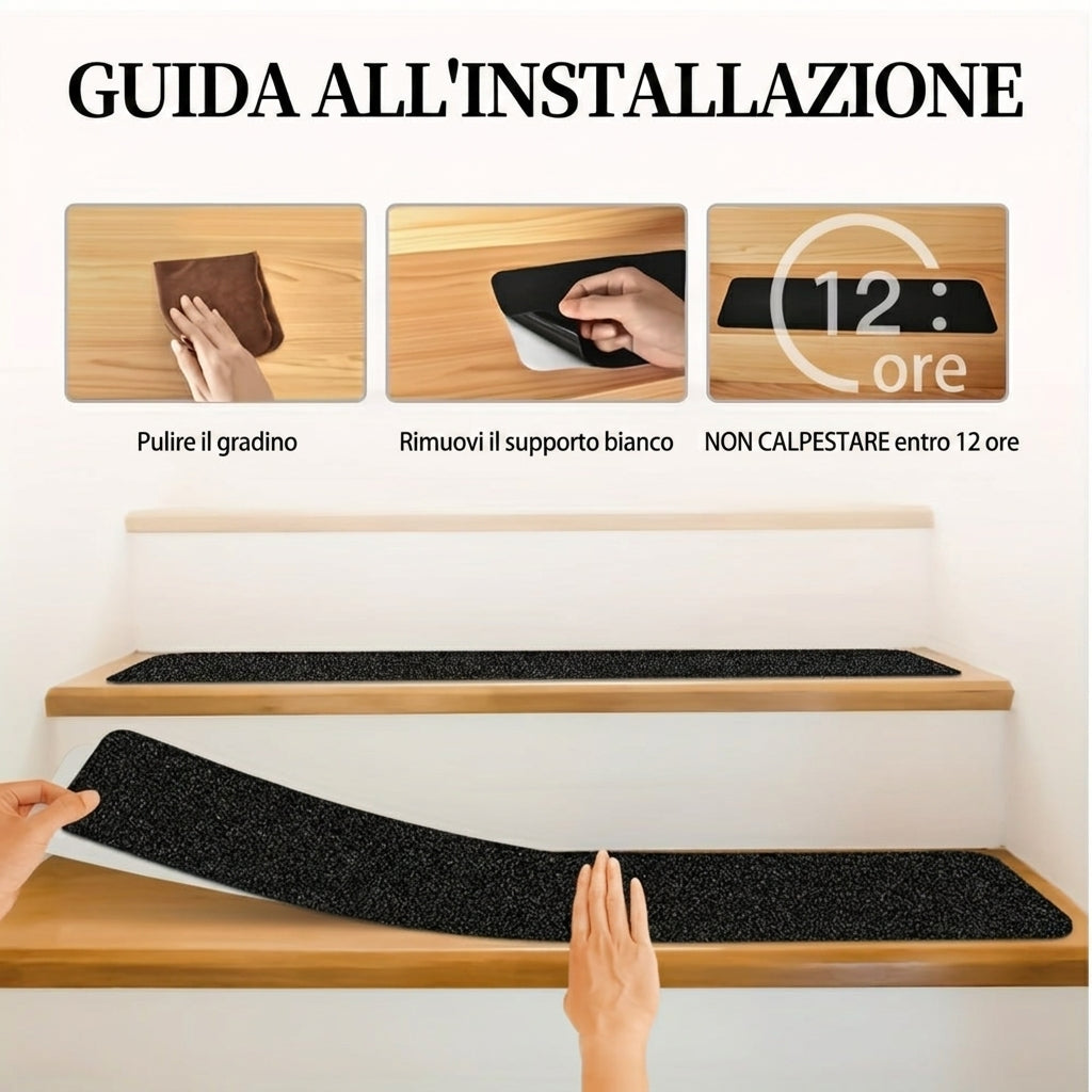 Strisce Antiscivolo per Scale 10 Pezzi 80 Grit Resistenti alle Intemperie | Capaluce