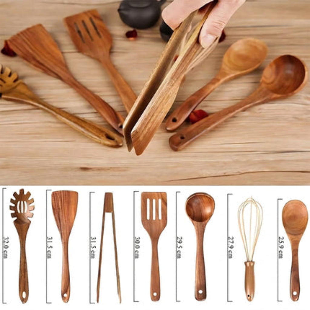 Set Utensili Cucina Legno Naturale Multiuso | Xarvico