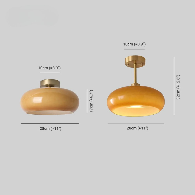 Lampada da Soffitto Bauhaus in Vetro Ambrato Semi Incasso | Lucemontana