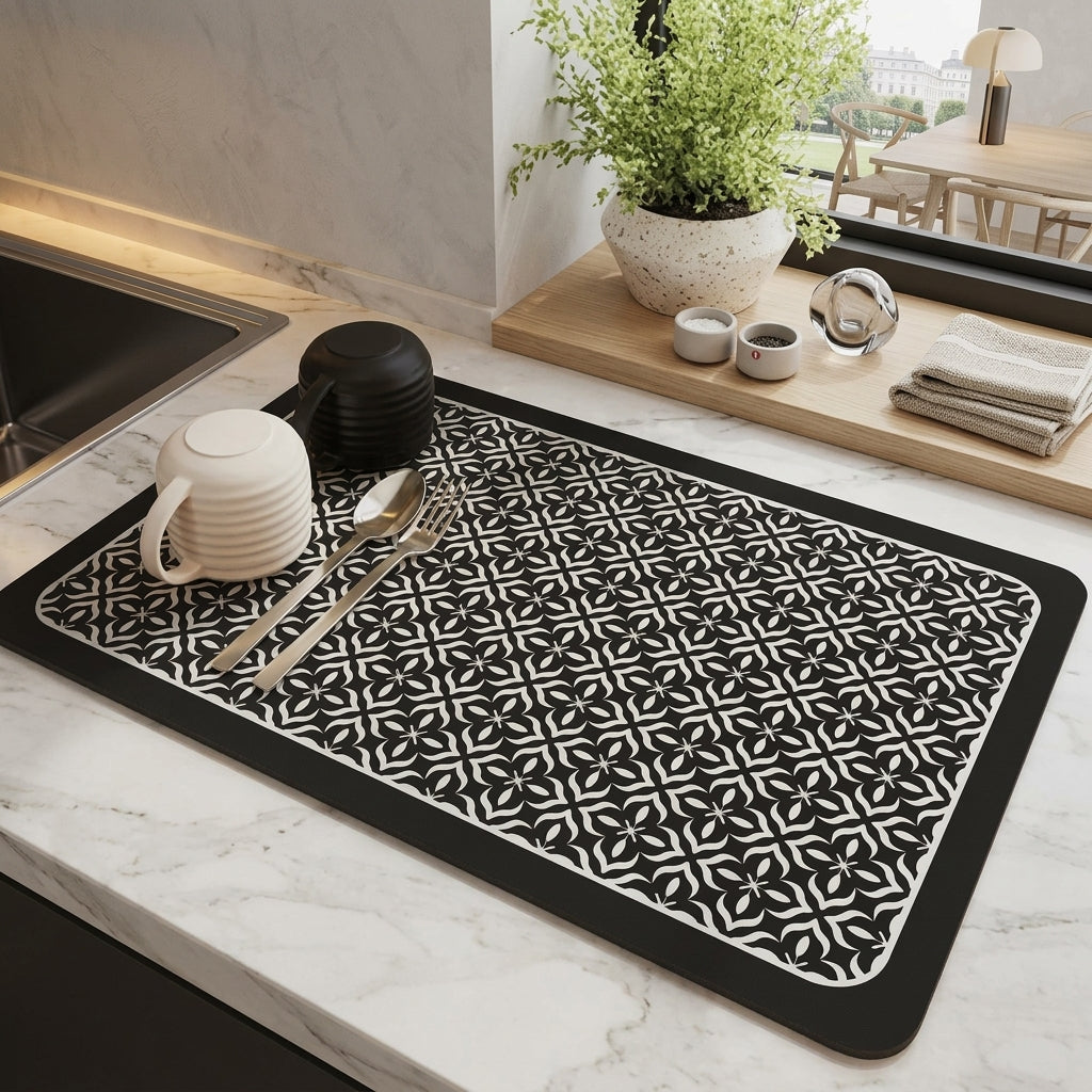 Tappetino Assorbente Geometrico Antiscivolo per Asciugatura Piatti | Cucinoro