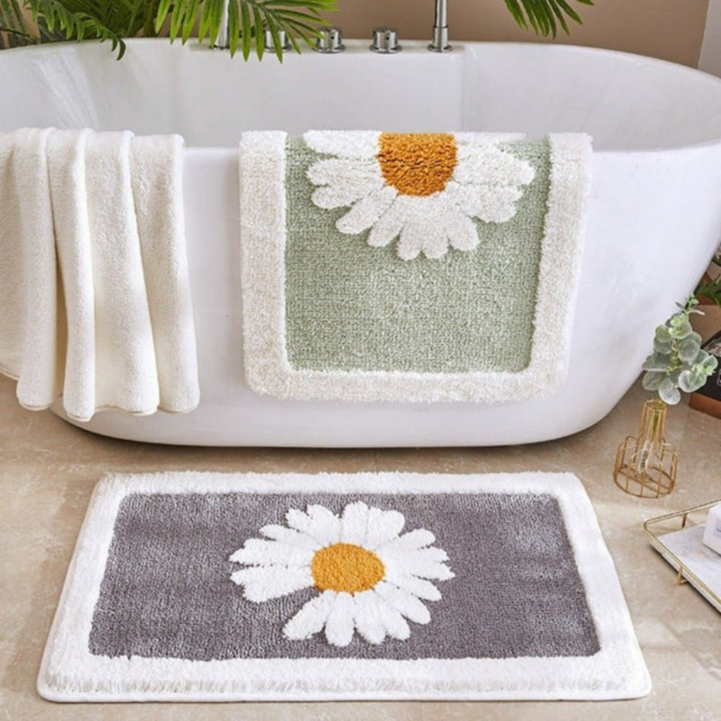 Tappeto da Bagno Antiscivolo Assorbente con Motivo a Margherita | Virelune