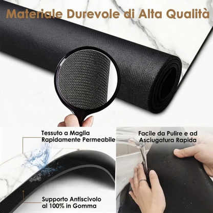 Tappetino Assorbente Scolapiatti con Motivo Marmo Moderno | Qirevon