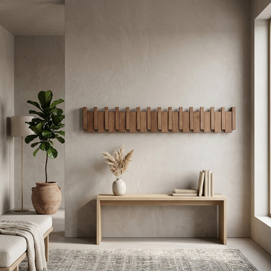 Wieszak Ścienny Piano in Legno Ręcznie Wykonany Składane Haczyki | Candelora